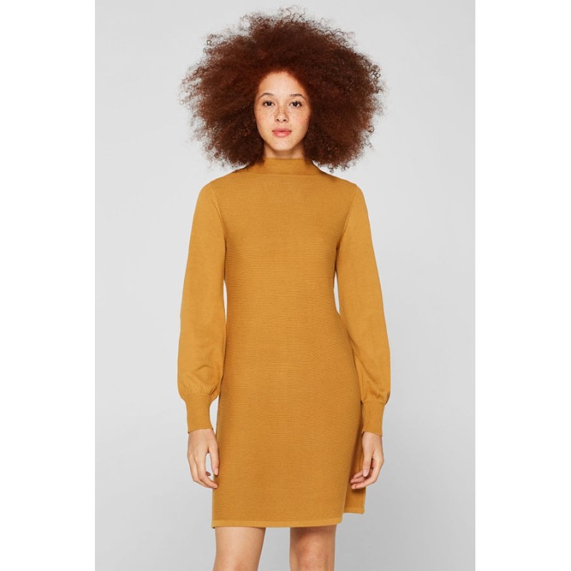 Robe-Pull à Manches Ballon 100 % Coton | Femme Élégante