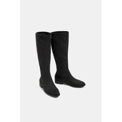 Bottes Stretch Femme Aspect Daim | Chaussures Élégantes
