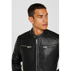 Veste Style Motard en Cuir Nappa Homme | Blouson Élégant